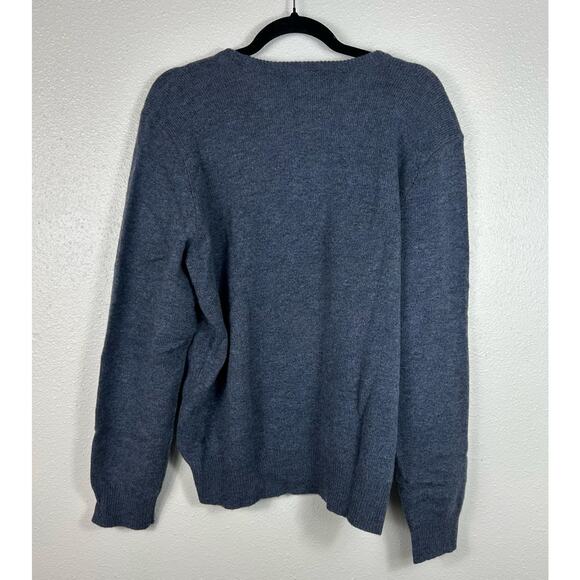 Polo Ralph Lauren Men's Vintage Lambswool V-Neck Sweater Blue Sz Large - Picture 7 of 7